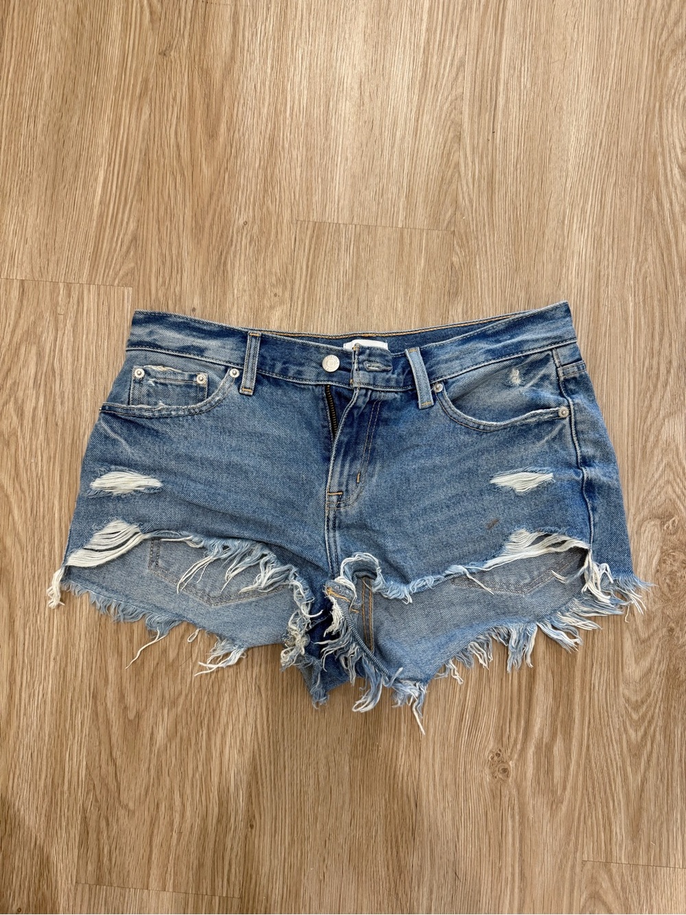 pistola Light Blue Distressed Denim Cutoff Shorts